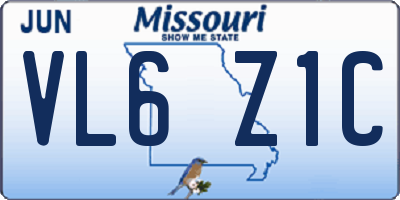 MO license plate VL6Z1C