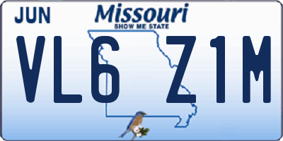 MO license plate VL6Z1M