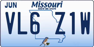 MO license plate VL6Z1W