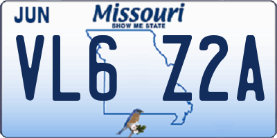 MO license plate VL6Z2A