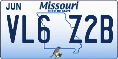 MO license plate VL6Z2B
