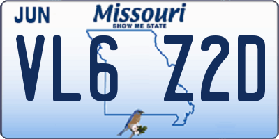 MO license plate VL6Z2D