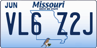 MO license plate VL6Z2J