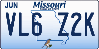 MO license plate VL6Z2K