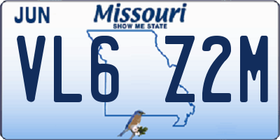 MO license plate VL6Z2M