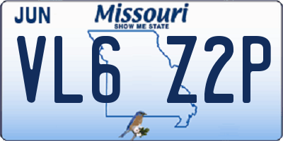 MO license plate VL6Z2P