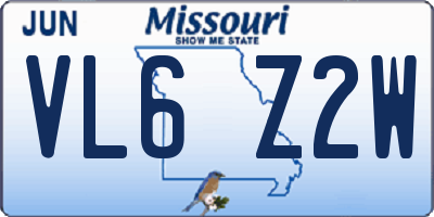MO license plate VL6Z2W