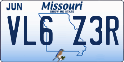 MO license plate VL6Z3R