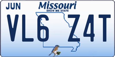 MO license plate VL6Z4T