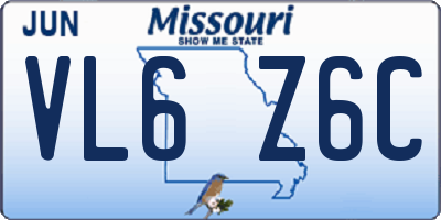 MO license plate VL6Z6C