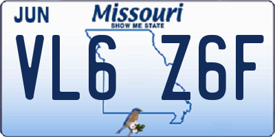 MO license plate VL6Z6F