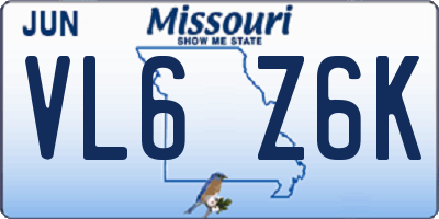 MO license plate VL6Z6K