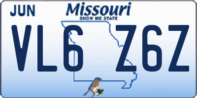MO license plate VL6Z6Z