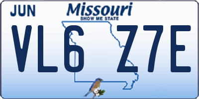 MO license plate VL6Z7E