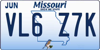 MO license plate VL6Z7K