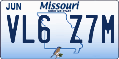 MO license plate VL6Z7M