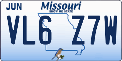 MO license plate VL6Z7W