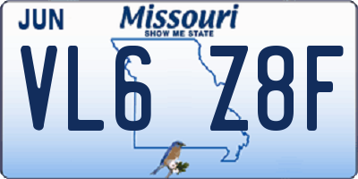 MO license plate VL6Z8F