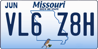 MO license plate VL6Z8H