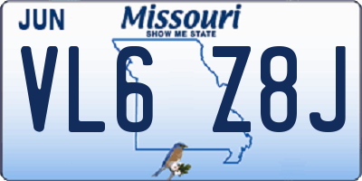 MO license plate VL6Z8J