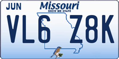MO license plate VL6Z8K