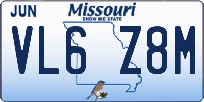 MO license plate VL6Z8M