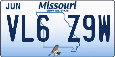 MO license plate VL6Z9W