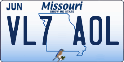 MO license plate VL7A0L