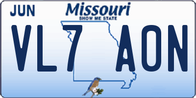 MO license plate VL7A0N