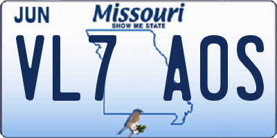 MO license plate VL7A0S