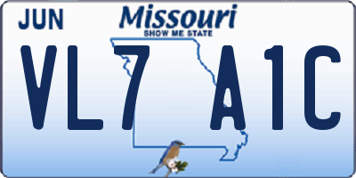 MO license plate VL7A1C