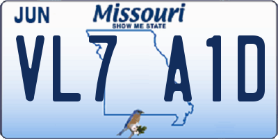 MO license plate VL7A1D
