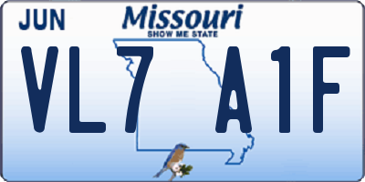 MO license plate VL7A1F