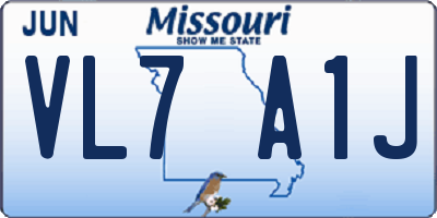 MO license plate VL7A1J