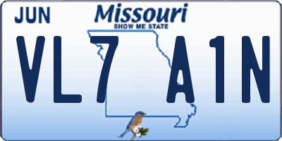 MO license plate VL7A1N