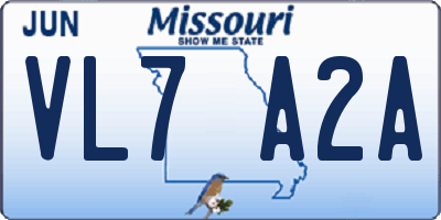 MO license plate VL7A2A