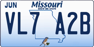 MO license plate VL7A2B