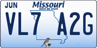MO license plate VL7A2G