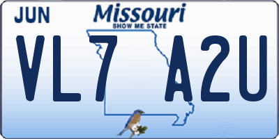 MO license plate VL7A2U