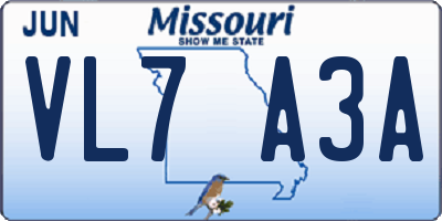 MO license plate VL7A3A