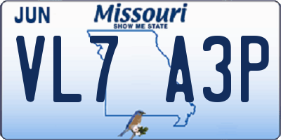 MO license plate VL7A3P