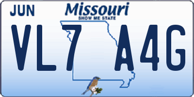 MO license plate VL7A4G