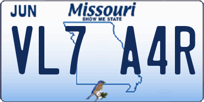 MO license plate VL7A4R