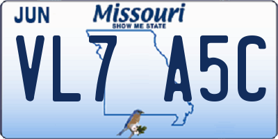 MO license plate VL7A5C
