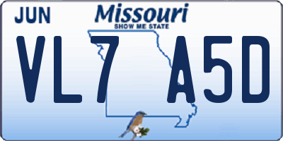 MO license plate VL7A5D