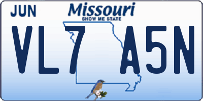 MO license plate VL7A5N