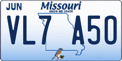 MO license plate VL7A5O