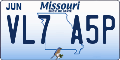 MO license plate VL7A5P