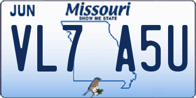 MO license plate VL7A5U