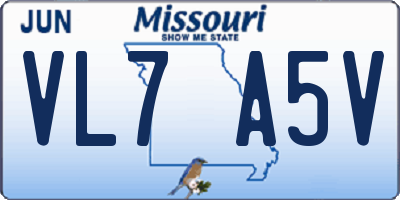 MO license plate VL7A5V